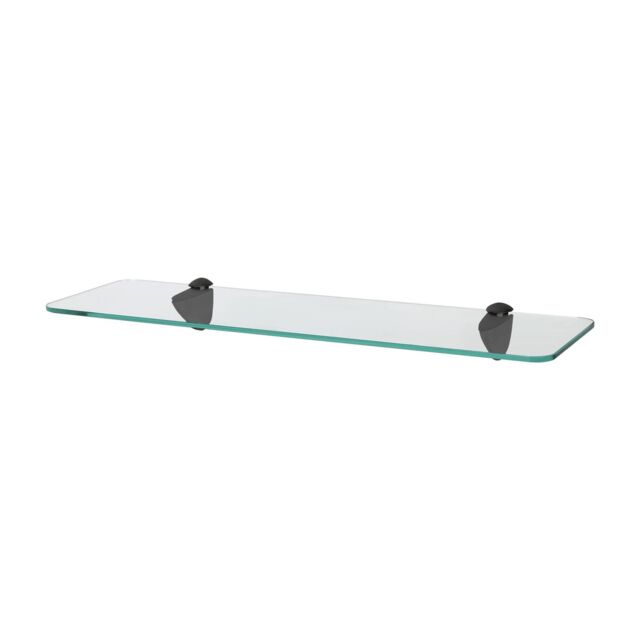 Harbour Housewares Rounded Floating Glass Shelf - 50cm - Bathroom Storage Display Unit in Black - image 1