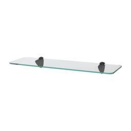 Harbour Housewares Rounded Floating Glass Shelf - 50cm - Bathroom Storage Display Unit in Black