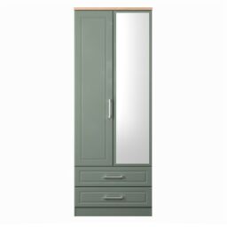 Ready Assembled 2 U Norfolk 2 Door 2 Drawer Mirrored Wardrobe (Ready Assembled) in Pale Green - thumbnail 1
