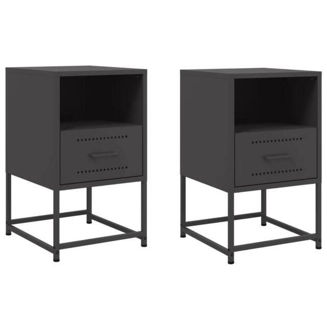 Berkfield Home Bedside Cabinets 2 pcs Black 36x39x60.5 cm Steel - image 1