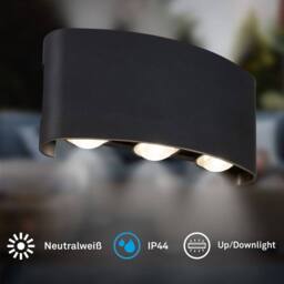 BRILONER Black 6.5W Neutral White IP44 LED Wall Light - thumbnail 2