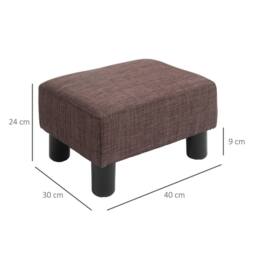 Wyld Haus Fata Brown Linen Look Footstool 4 Plastic Feet Compact Rectangular - thumbnail 4