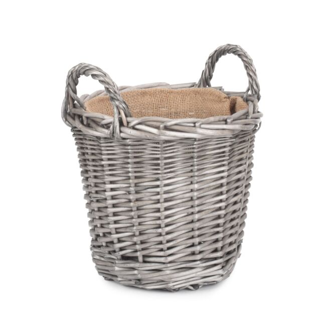 Red Hamper Wicker Antique Wash Finish Lined Log Baskets in Grey - image 1