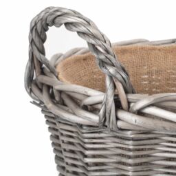 Red Hamper Wicker Antique Wash Finish Lined Log Baskets in Grey - thumbnail 4