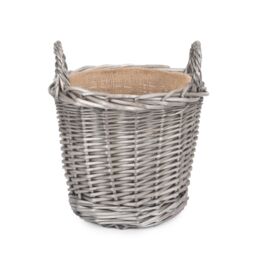 Red Hamper Wicker Antique Wash Finish Lined Log Baskets in Grey - thumbnail 2
