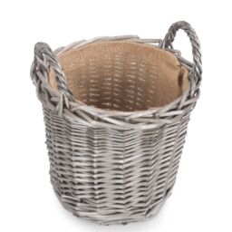 Red Hamper Wicker Antique Wash Finish Lined Log Baskets in Grey - thumbnail 3