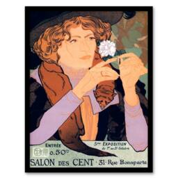 Artery8 Georges de Feure Framed Wall Art Print Salon des Cent Vintage Advert - Size: A4 - thumbnail 1