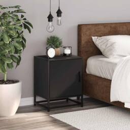 Berkfield Home Bedside Cabinet Black 40x31x50 cm Engineered Wood & Metal - Size: 40 x 31 x 50 cm - thumbnail 3