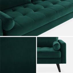 sweeek 3-seater fabric sofa with vintage style in Dark Green - thumbnail 6