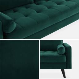 sweeek 3-seater fabric sofa with vintage style in Dark Green - thumbnail 7