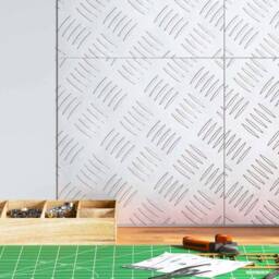 Berkfield Home Modern Aluminium Checker Plates 4 pcs Anti-Slip 30x30 cm in Silver - Size: Medium - thumbnail 2