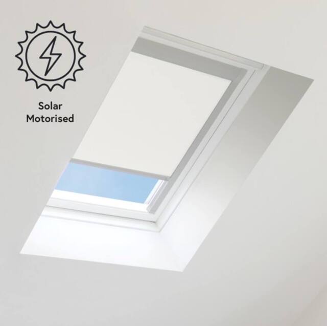 Bloc Blinds Solar Powered Blackout Blind for Velux Roof Windows - White in Silver - Size: PK04 - image 1