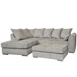 Snugg Furniture UK Limited (Left Hand) Cardinal Corner sofa with Footstool in Silver - thumbnail 2