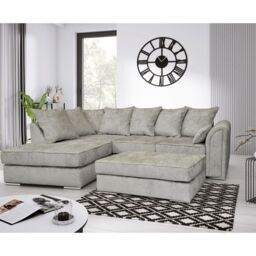 Snugg Furniture UK Limited (Left Hand) Cardinal Corner sofa with Footstool in Silver - thumbnail 1