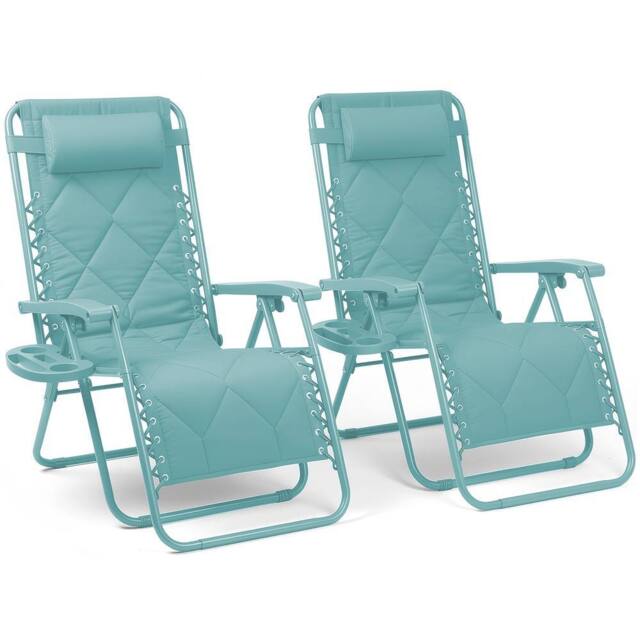 Keplin Set of 2 XXL Premium Heavy Duty Quilted Zero Gravity Chairs in Mint - image 1