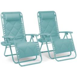 Keplin Set of 2 XXL Premium Heavy Duty Quilted Zero Gravity Chairs in Mint - thumbnail 1