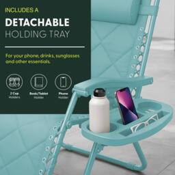 Keplin Set of 2 XXL Premium Heavy Duty Quilted Zero Gravity Chairs in Mint - thumbnail 7
