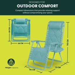 Keplin Set of 2 XXL Premium Heavy Duty Quilted Zero Gravity Chairs in Mint - thumbnail 2