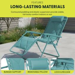Keplin Set of 2 XXL Premium Heavy Duty Quilted Zero Gravity Chairs in Mint - thumbnail 3