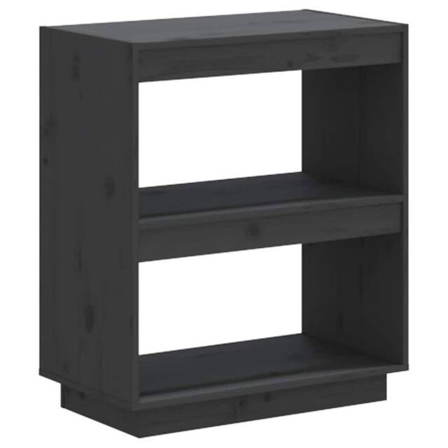 Berkfield Home Book Cabinet Grey 60x35x71 cm Solid Wood Pine - Size: 60 x 35 x 71 cm - image 1