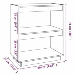 Berkfield Home Book Cabinet Grey 60x35x71 cm Solid Wood Pine - Size: 60 x 35 x 71 cm - thumbnail 8