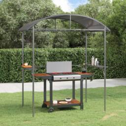 Berkfield Home BBQ Gazebo with Side Shelves Anthracite 220x115x230 cm Steel in Black - Size: 220 x 115 x 230 cm - thumbnail 2