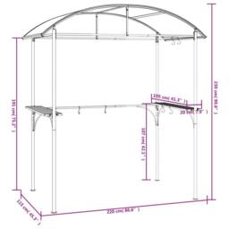 Berkfield Home BBQ Gazebo with Side Shelves Anthracite 220x115x230 cm Steel in Black - Size: 220 x 115 x 230 cm - thumbnail 7
