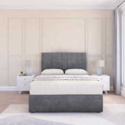 "Sloomy Kansas Divan Bed Base 2 Drawers & 26"" Struts Headboard in Dark Grey - Size: Single" - thumbnail 2