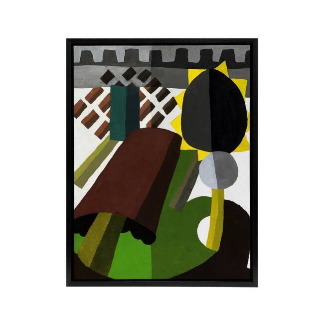 "Artery8 The Inn Abstract Landscape Painting Dove Black Framed Canvas Wall Art - Size: W12"" x H16""" - image 1