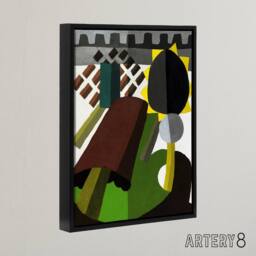 "Artery8 The Inn Abstract Landscape Painting Dove Black Framed Canvas Wall Art - Size: W12"" x H16""" - thumbnail 2