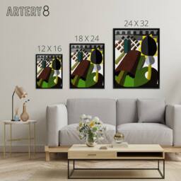 "Artery8 The Inn Abstract Landscape Painting Dove Black Framed Canvas Wall Art - Size: W12"" x H16""" - thumbnail 4