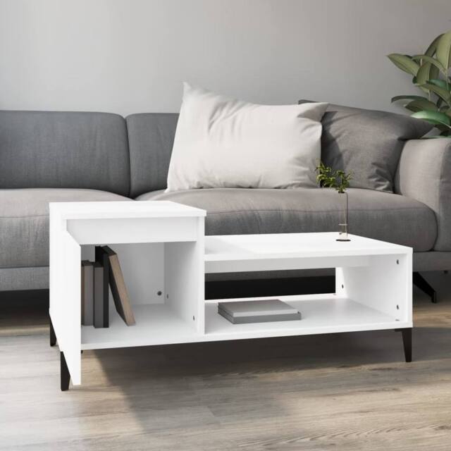 Berkfield Home Decorative Coffee Table White 100x50x45 cm Engineered Wood - Size: 100 x 50 x 45 cm - image 1
