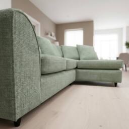 Abakus Direct Jumbo Chenille Corner Right Sofa with Plush Chaise Extension in Light Green - thumbnail 5