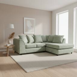 Abakus Direct Jumbo Chenille Corner Right Sofa with Plush Chaise Extension in Light Green - thumbnail 2