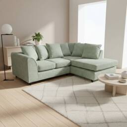 Abakus Direct Jumbo Chenille Corner Right Sofa with Plush Chaise Extension in Light Green - thumbnail 7