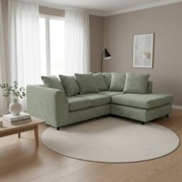 Abakus Direct Jumbo Chenille Corner Right Sofa with Plush Chaise Extension in Light Green - thumbnail 6