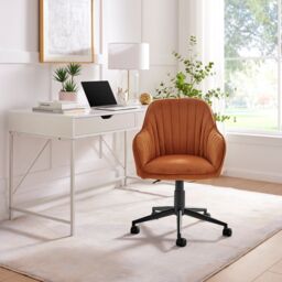 FurnitureboxUK Booker Orange Velvet Office Chair - thumbnail 2