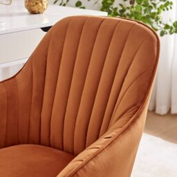 FurnitureboxUK Booker Orange Velvet Office Chair - thumbnail 4