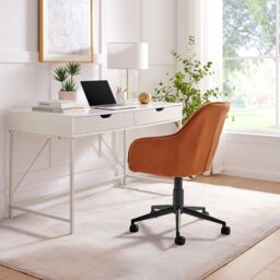 FurnitureboxUK Booker Orange Velvet Office Chair - thumbnail 3