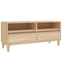 Berkfield Home TV Cabinet Sonoma Oak 100x34.5x44.5 cm Engineered Wood in Light Tan - thumbnail 1