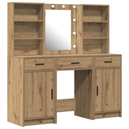 Berkfield Home 3 Piece Dressing Table Set Artisan Oak Engineered Wood in Brown - thumbnail 2