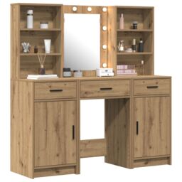 Berkfield Home 3 Piece Dressing Table Set Artisan Oak Engineered Wood in Brown - thumbnail 3