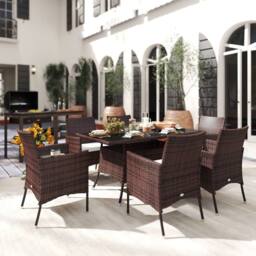 Wyld Haus Dine Rattan 6 Seater Outdoor Dining Set Brown PE Rattan - thumbnail 3