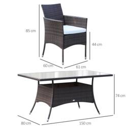 Wyld Haus Dine Rattan 6 Seater Outdoor Dining Set Brown PE Rattan - thumbnail 4