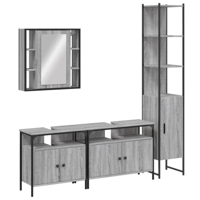 Berkfield Home 4 Piece Bathroom Cabinet Set Grey Sonoma Engineered Wood - image 1