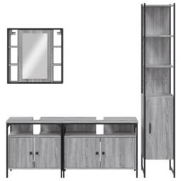 Berkfield Home 4 Piece Bathroom Cabinet Set Grey Sonoma Engineered Wood - thumbnail 6