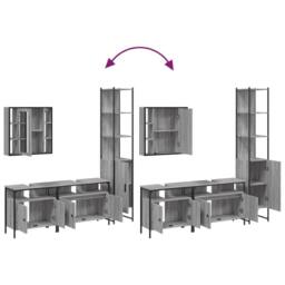 Berkfield Home 4 Piece Bathroom Cabinet Set Grey Sonoma Engineered Wood - thumbnail 9