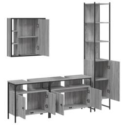 Berkfield Home 4 Piece Bathroom Cabinet Set Grey Sonoma Engineered Wood - thumbnail 5