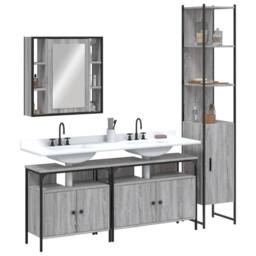 Berkfield Home 4 Piece Bathroom Cabinet Set Grey Sonoma Engineered Wood - thumbnail 2