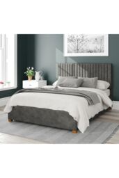 Aspire Grant Upholstered Ottoman Storage Bed, Kimiyo Linen Fabric in Grey - Size: Small Double - thumbnail 1